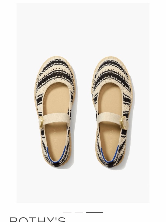 Rothy's Shoes - Rothy's Cream and Black Espadrille Mary Jane Flats